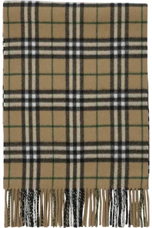 Burberry Check-print fringed cashmere scarf