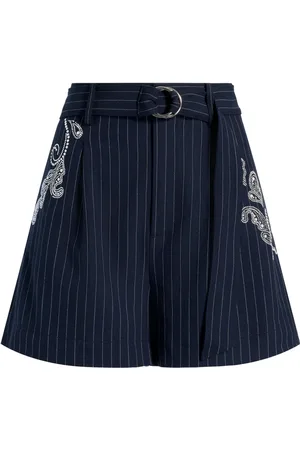 Cinq A Sept Rebecca paisley-embroidered pinstripe shorts
