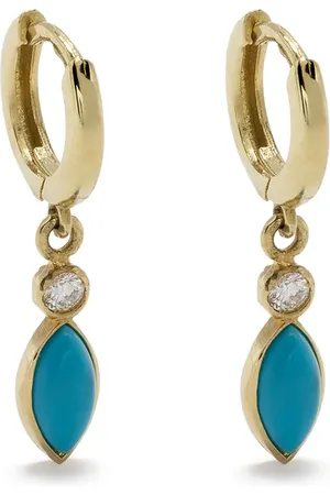 Jennifer Meyer 18kt yellow diamond and turquoise mini huggies