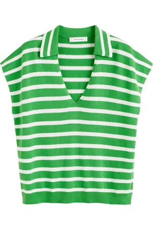 Chinti & Parker Striped knitted polo top