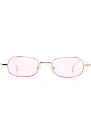 Gucci Logo-engraved oval-frame sunglasses