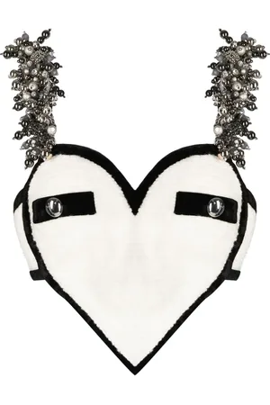 AREA Bead-embellished heart crop top