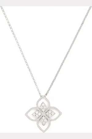 Roberto Coin 18kt white gold Princess Flower diamond pendant necklace