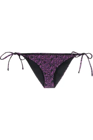 VERSACE Logo-print tie-fastening bikini bottoms
