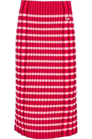 Maison Kitsuné Checked knitted skirt