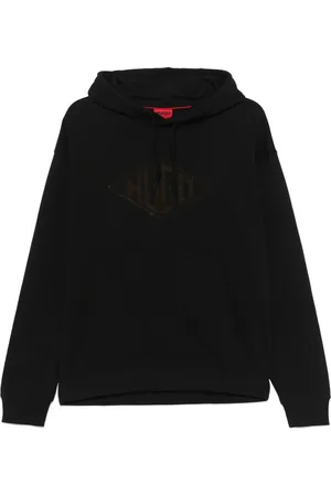 HUGO BOSS Flocked-logo cotton hoodie