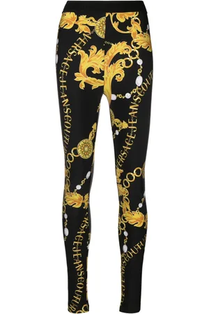 VERSACE Chain-print logo-waistband leggings
