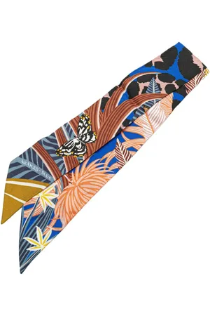 Hermès 2000-2024 Jaguar Quetzal Silk Twilly Scarf scarves