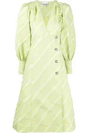 Ganni V-neck long-sleeve dress
