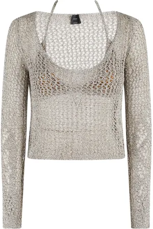 Pinko Metallic-knit long-sleeve top