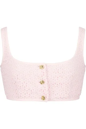 Giambattista Valli Lace-embroidered sleeveless crop top