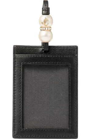 Jimmy Choo Pearl-detail leather cardholder