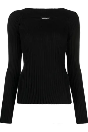 ANINE BING Cut-out ribbed knitted top