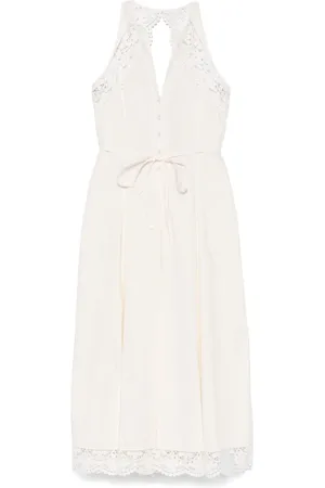 Twin-Set Lace-detail poplin dress