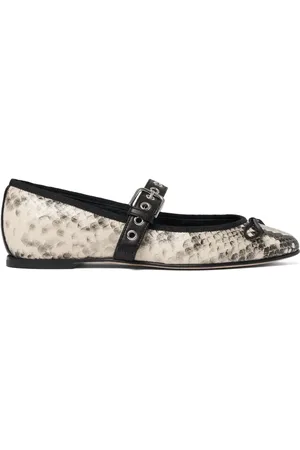 Scarosso Astrid snakeskin-embossed ballet flats