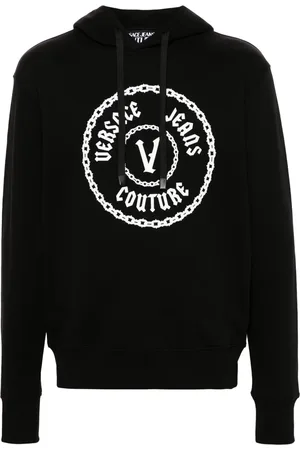 VERSACE Raised-logo cotton hoodie