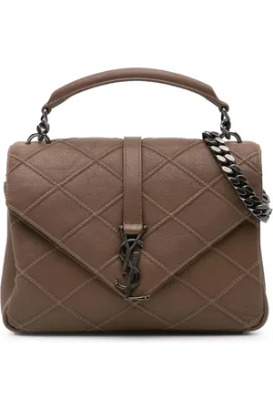 Saint Laurent 2017 Medium Quilted Diamond Calfskin Monogram College satchel
