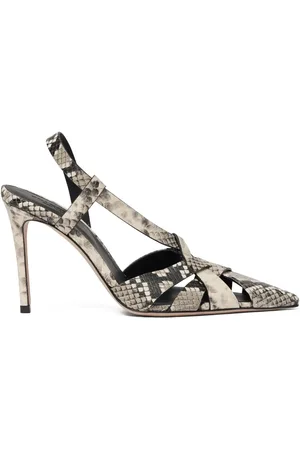 Scarosso 85mm Athena snakeskin-embossed slingback pumps