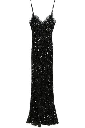 Elisabetta Franchi Lace-trim sequinned maxi dress