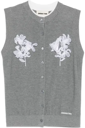 Shushu/Tong Floral-appliqué vest