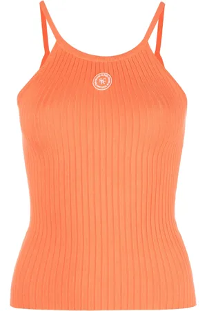 Sporty & Rich Ribbed-knit logo-patch top