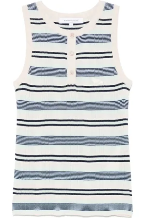 Maison Kitsuné Fine-ribbed striped top