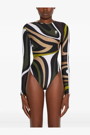 Puccini Marmo-print long-sleeve swimsuit