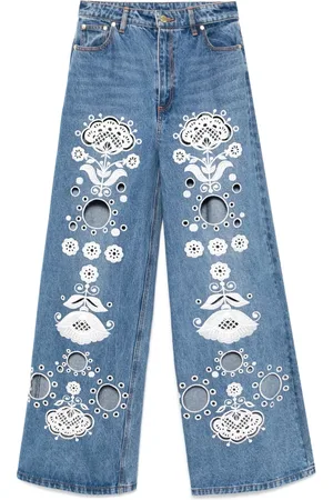 Cynthia Rowley Embroidered wide-leg jeans