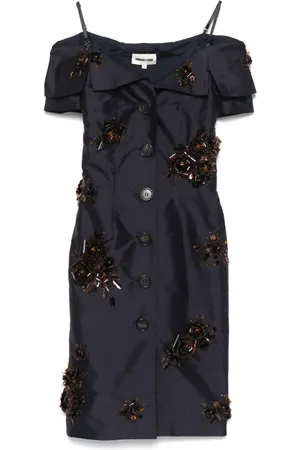 Shushu/Tong Floral-appliqué mini dress