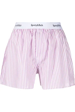 Sporty & Rich Logo-waistband striped boxer shorts