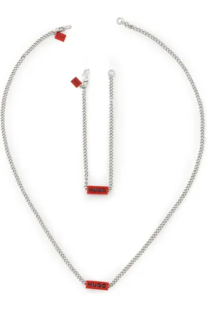 HUGO BOSS Logo-charm necklace and bracelet set