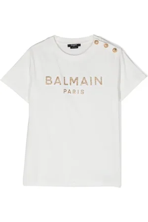 Balmain Glitter-logo lion-stud T-shirt