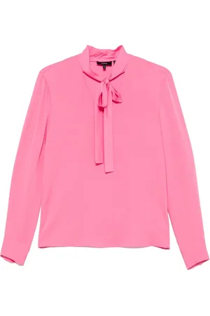 THEORY Open-neck tie blouse