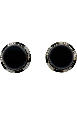 JENNIFER GIBSON JEWELLERY 1980s x Kenneth Jay Lane Art Deco Dome earrings