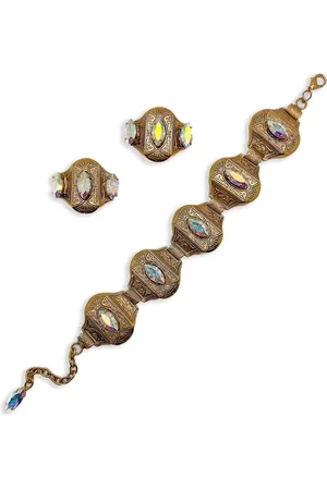 JENNIFER GIBSON JEWELLERY 1960s Aurora Borealis bracelet & earrings