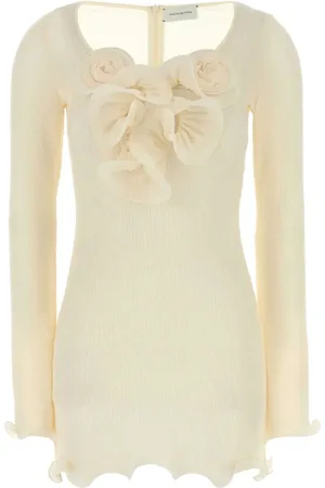 MAGDA BUTRYM Flower-embellished long-sleeve mini dress