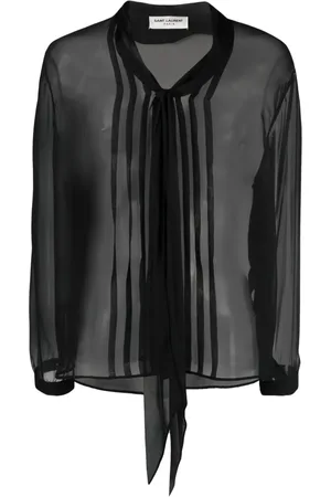 Saint Laurent Pussy-bow semi-sheer silk shirt