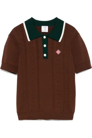 Casablanca Cable-knit polo top
