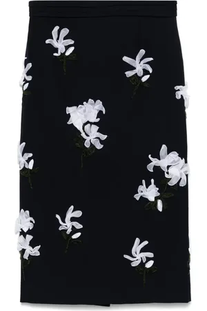Shushu/Tong Floral-appliqué midi skirt