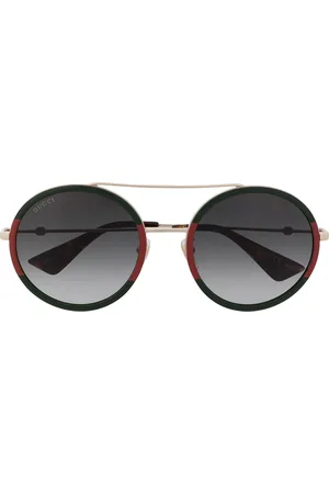Gucci Double-bridge round-frame sunglasses