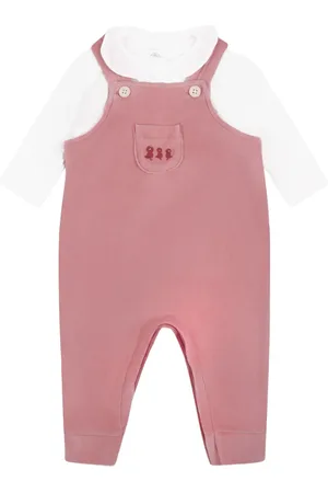 Petit Bateau Velour dungaree set