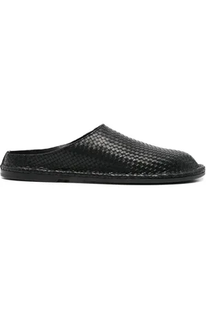 Buttero Woven-leather slippers