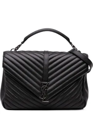 Saint Laurent 2016 Large Sheepskin Chevron Monogram Monochrome College Bag satchel