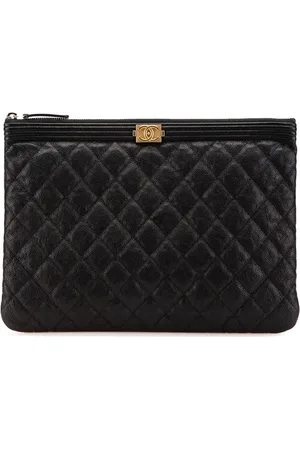 CHANEL 2018 Medium Quilted Caviar Boy O Case clutch bag