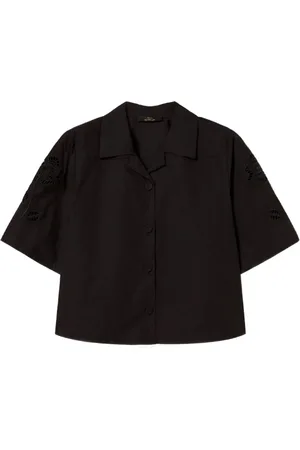 Twin-Set Floral-embroidered short-sleeve shirt