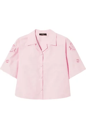 Twin-Set Floral-embroidered short-sleeve shirt
