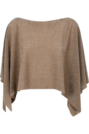D.EXTERIOR Lurex-knit draped top