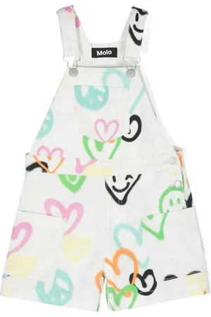 Molo Amba heart-print denim dungarees