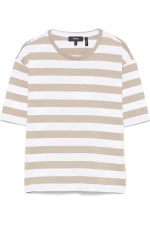 THEORY Striped cotton T-shirt