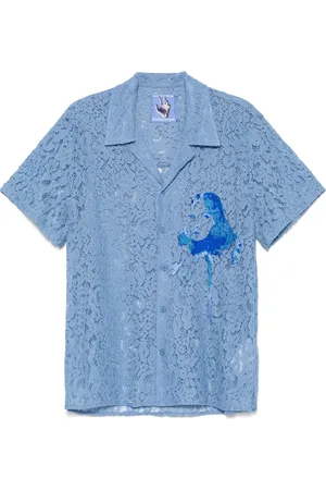 KIDSUPER STUDIOS Lace girl-painting shirt